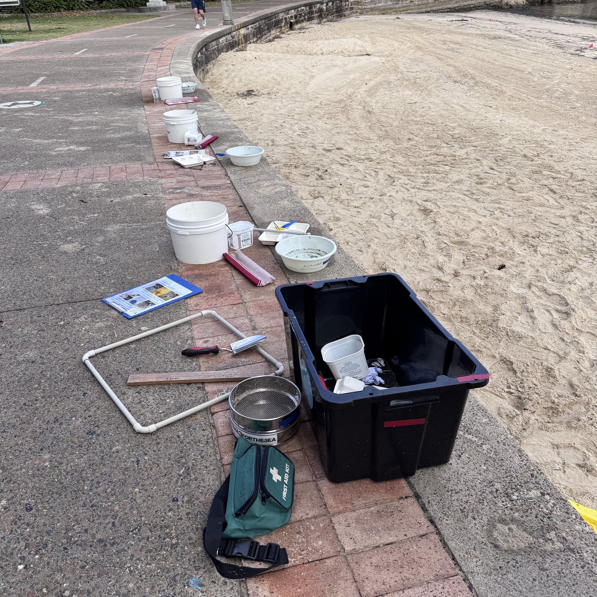 waginski's tweet photo. Down at Manly Cove today with year 7, assessing water quality and microplastics pollution.
A bit wet and windy, but what an office.
Great day as always.
Loved it.
#outdoorEd
#enviroEd https://t.co/2LPxE441y3