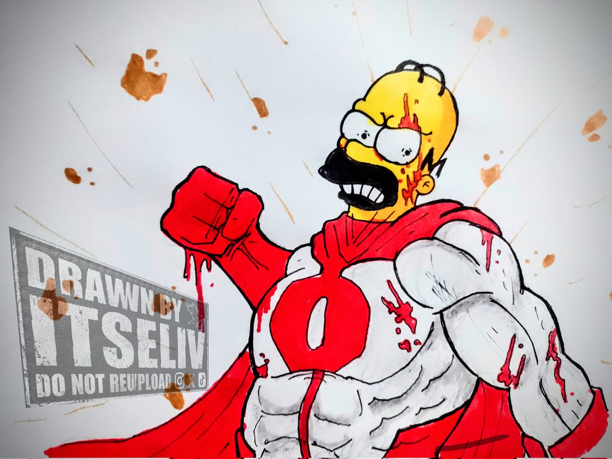 Itseliv's tweet photo. Crossover omn-man x Homero Simpson=Omni-D'oh 
#crossover #fanart #invincibleseason5 #lossimpson #tradicionalart https://t.co/VcoptxUC1q