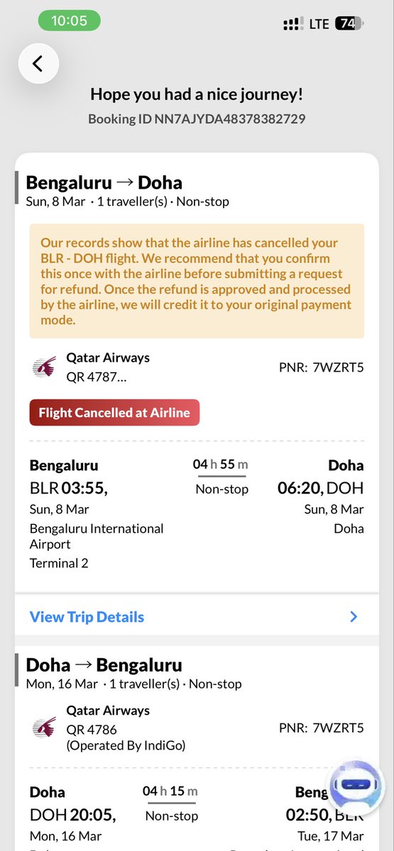 hackodez0's tweet photo. 🚨 OPEN LETTER TO @MakeMyTrip — 70+ DAYS. ₹40,075. ZERO REFUND. ZERO ACCOUNTABILITY.

I am done being polite.

@deepkalra — Founder & Chairman, @Rajesh_Magow — Co-Founder & Group CEO — this goes directly to you both. Because your customer care team has completely FAILED a paying customer.

Here’s what happened:

✈️ I booked a Bengaluru → Doha → Bengaluru round trip on Qatar Airways through MakeMyTrip for ₹40,075 (Booking ID: NN7AJYDA48378382729)

❌ Qatar Airways cancelled the BLR-DOH flight. Not me. THE AIRLINE.
📅 Cancellation request raised — 6 March 2026
📅 PNR cancelled at airline — 13 April 2026
📅 Refund request filed with airline — 13 April 2026
📅 Today — 13 May 2026. 70+ DAYS. STILL NO REFUND.

Your app now says “expected by 14 May 2026.” That date has passed. My account shows NOTHING.

Your customer care? An absolute joke.
— Promised a response in 48 hours. Never came.
— No proactive updates. No calls. No emails.
— Chat support vanishes after copy-paste apologies.
— I have been chasing YOU for money I never owed.
This is NOT a favour I am asking for. This is MY MONEY for a flight YOUR PARTNER AIRLINE cancelled. I am entitled to a full refund of ₹36,576 and I want it NOW.

@MakeMyTrip @MakeMyTripCare — you are NASDAQ-listed. You claim to be India’s #1 travel platform. ACT LIKE IT.
Deep Kalra. Rajesh Magow. I expect someone from your leadership to reach out TODAY.
To anyone reading this — if you are considering booking through MakeMyTrip, think twice. When things go wrong, they will ghost you and make you fight for your own money for months.
#MakeMyTrip #ConsumerRights #Refund #QatarAirways #CustomerServiceFail #MMT #DeepKalra #RajeshMagow #FlightCancellation #StillWaiting #TravelIndia