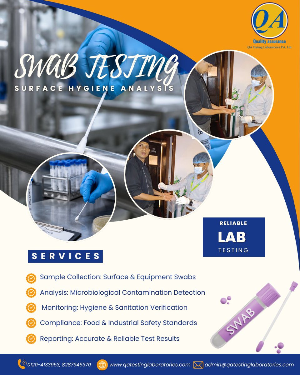 LaboratoriesQa's tweet photo. Precision swab testing for safer and cleaner environments.
#SwabTesting #SurfaceHygiene #MicrobiologyTesting #FoodSafety #LabTesting #QAQC #CleanlinessVerification #TestingLaboratory https://t.co/AMUjSYSgPp