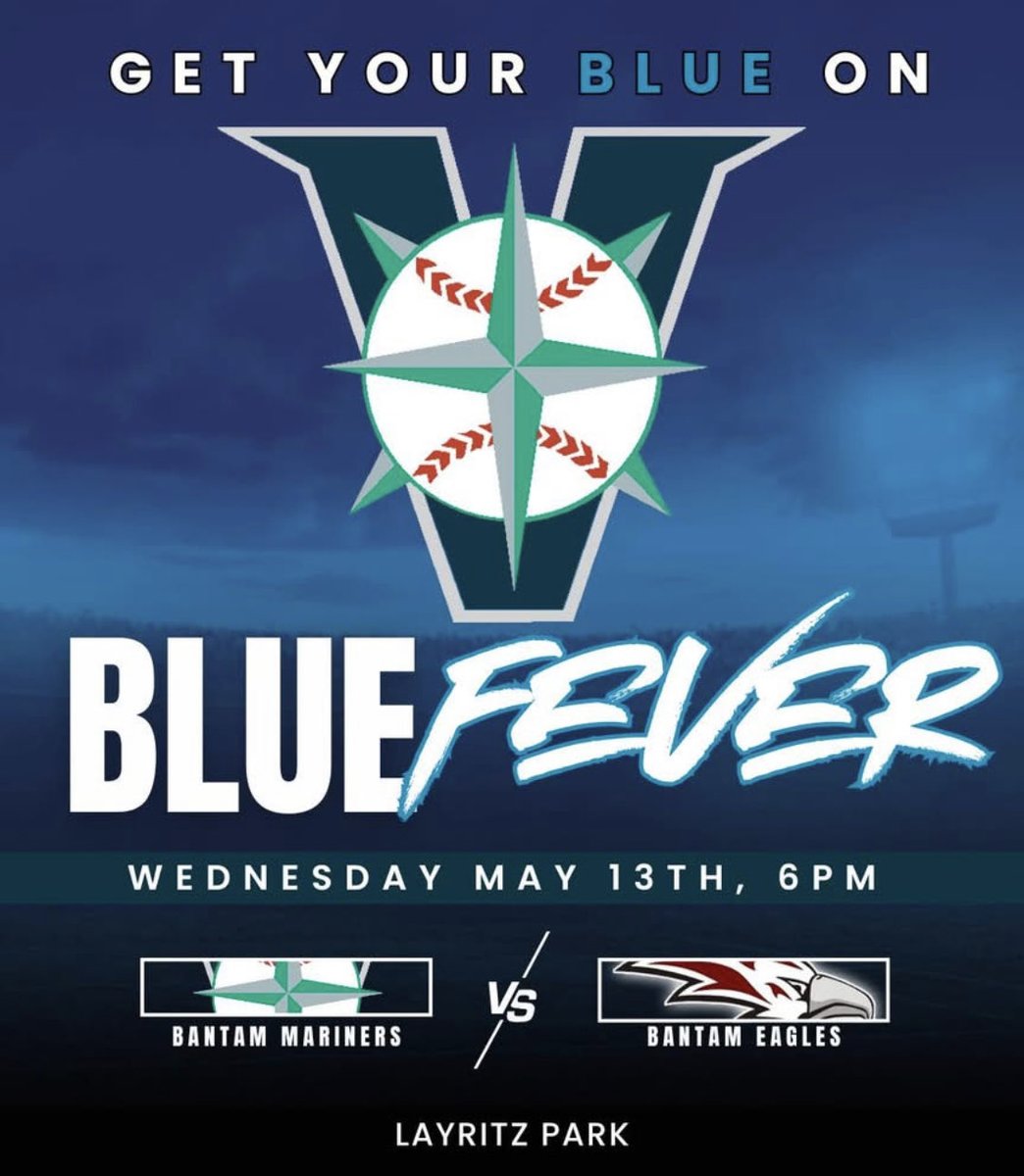 VicMariners's tweet photo. Come see Bantam Mariners vs Bantam Eagles Wednesday night at Layritz. Go M’s! ⚾️ https://t.co/sVhpCaUoEu