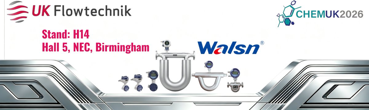 Walsn_ca's tweet photo. Walsn UniMass will be showcased at CHEMUK 2026 via our partner UK Flowtechnik Ltd.
Visit their team to discuss your application requirements and see reliable, accurate flow measurement solutions for the UK process industry.
#CHEMUK2026 #UKFlowtechnik #ProcessControl #Walsn https://t.co/qHoQVCkEwW