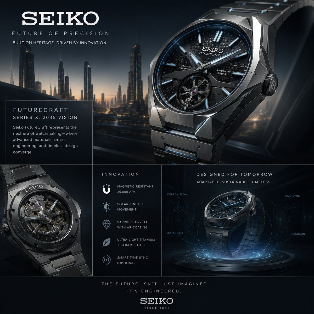 enzidore's tweet photo. What if Seiko stopped chasing trends… and started designing the future itself.

“FutureCraft” feels like something between cyberpunk engineering and timeless Japanese precision. ⌚⚡
Would you wear this in 2035? https://t.co/Mnu0FGtRvW