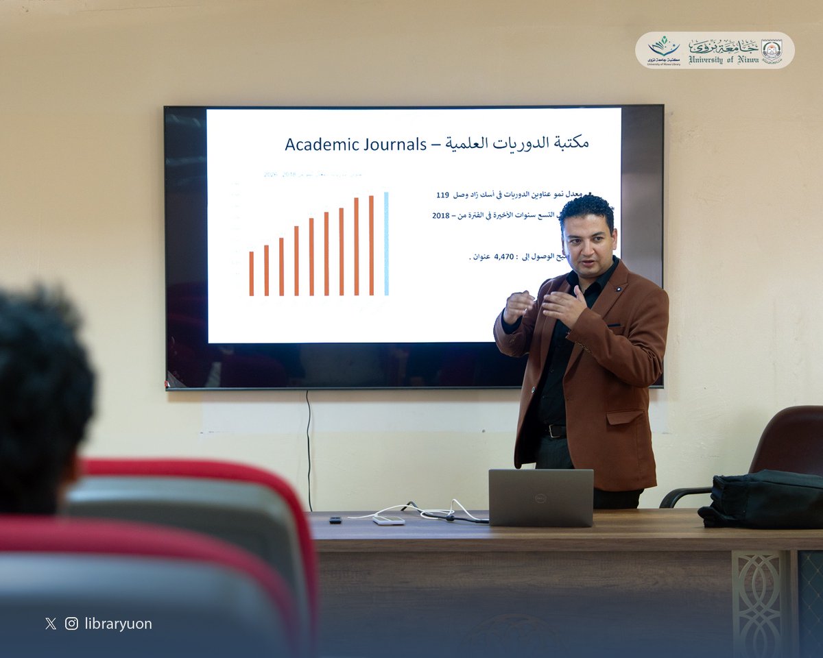 libraryuon's tweet photo. قدّم المدرب أحمد كارم ورشةً تعريفيةً بأبرز الخدمات الجديدة من مصادر، إذ تعرّف المشاركون على واجهة قاعدتي البيانات ASKZAD وJSTORE، إضافةً إلى آليات وطرق البحث فيهما والاستفادة من مواردهما العلمية.
#مكتبة_جامعة_نزوى https://t.co/KACtKoDA1J