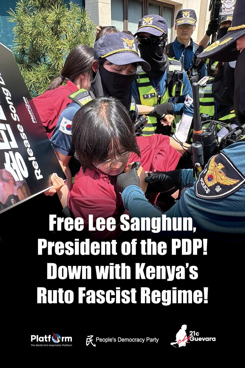 platform_2022's tweet photo. Free Lee Sanghun, Chairperson of the PDP! Down with Ruto's Fascist Regime in Kenya!  Release the World Anti-imperialist Platfrom Delegation! Down with Ruto's Fascist Regime in Kenya! https://t.co/ByTF4PxV9Z