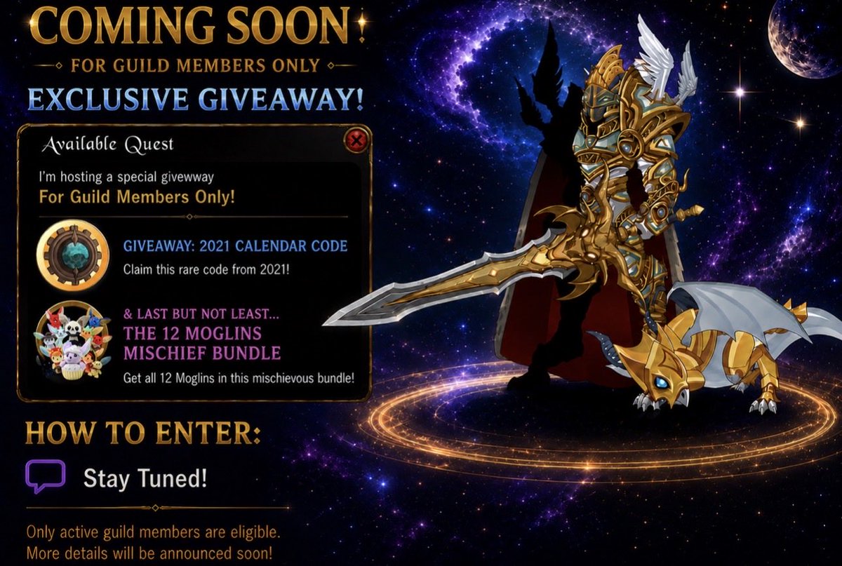 ReconsAQW's tweet photo. One of the biggest giveaways we’ve ever done is coming soon exclusively for our amazing guild members! 🌌

If you want live updates, exclusive giveaways, guild events, and more, our Discord is the place to be. We’ve got a lot planned for the community!

https://t.co/YOgrLyZHRi https://t.co/OrB9E2QPEh