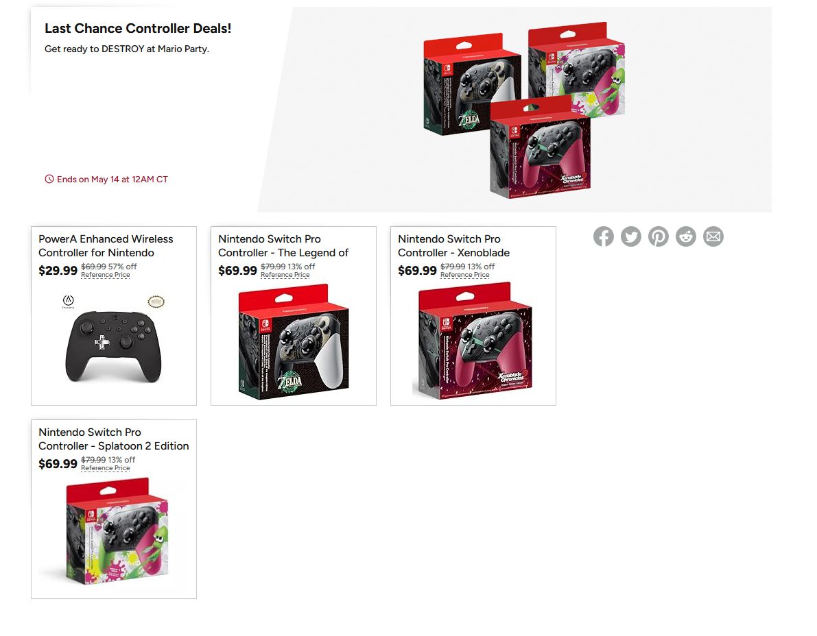 Switch Pro Controllers $69.99 Each via Woot (Amazon Prime Eligible). # ...
