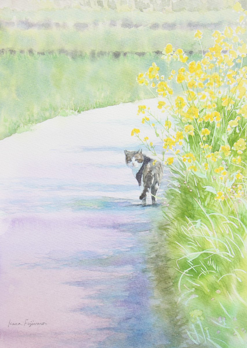 春の案内人 230×321mm #watercolor #水彩画