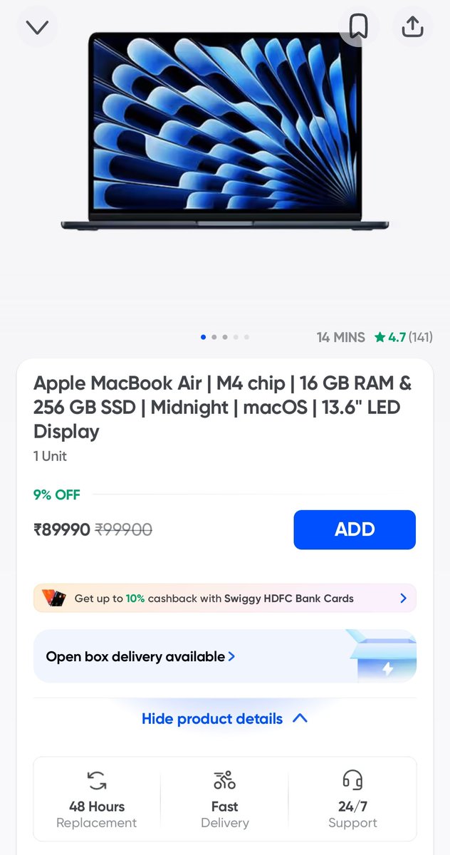 INCODEcraft's tweet photo. Instamart is playing games with me
Trying to buy a MacBook Air M4 for the last 2 days, but every payment keeps getting declined across multiple networks and payment methods. What’s going on?

@instamart_it
#instamart https://t.co/67WNbXZONK