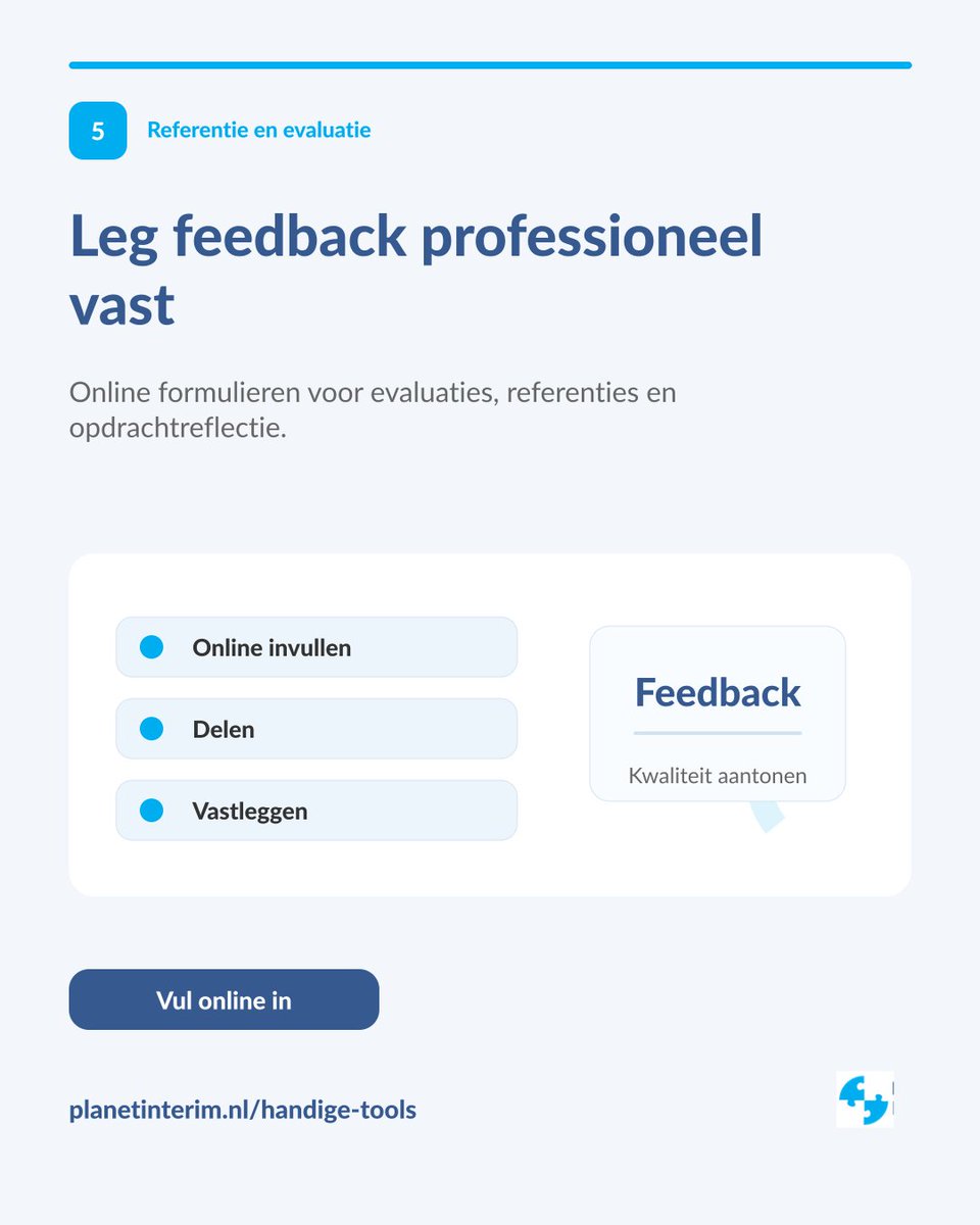planetinterim's tweet photo. Goede feedback verdient een professionele plek.

Met de online formulieren van Planet Interim kun je evaluaties, referenties en opdrachtreflecties helder vastleggen.
Bekijk de tool via: https://t.co/r0HsKj37gA

#planetinterim #referentie #evaluatie #interimmanager #kwaliteit https://t.co/uKRrNzecxW