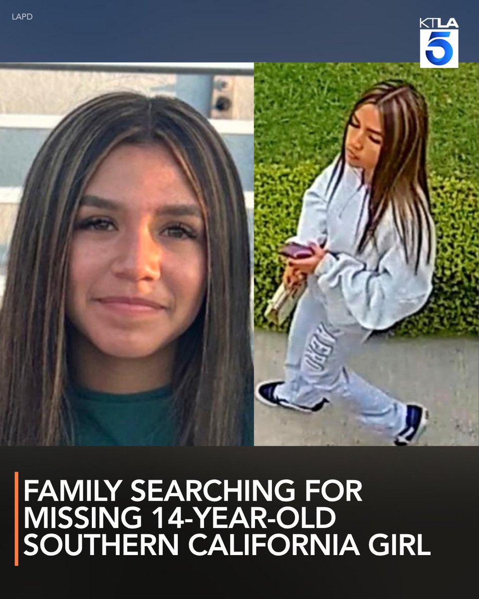 KTLA's tweet photo. Loved ones and family members are searching for a missing 14-year-old Southern California girl.
Details: https://t.co/0oq95qRtL1 https://t.co/V47Z6NadkE