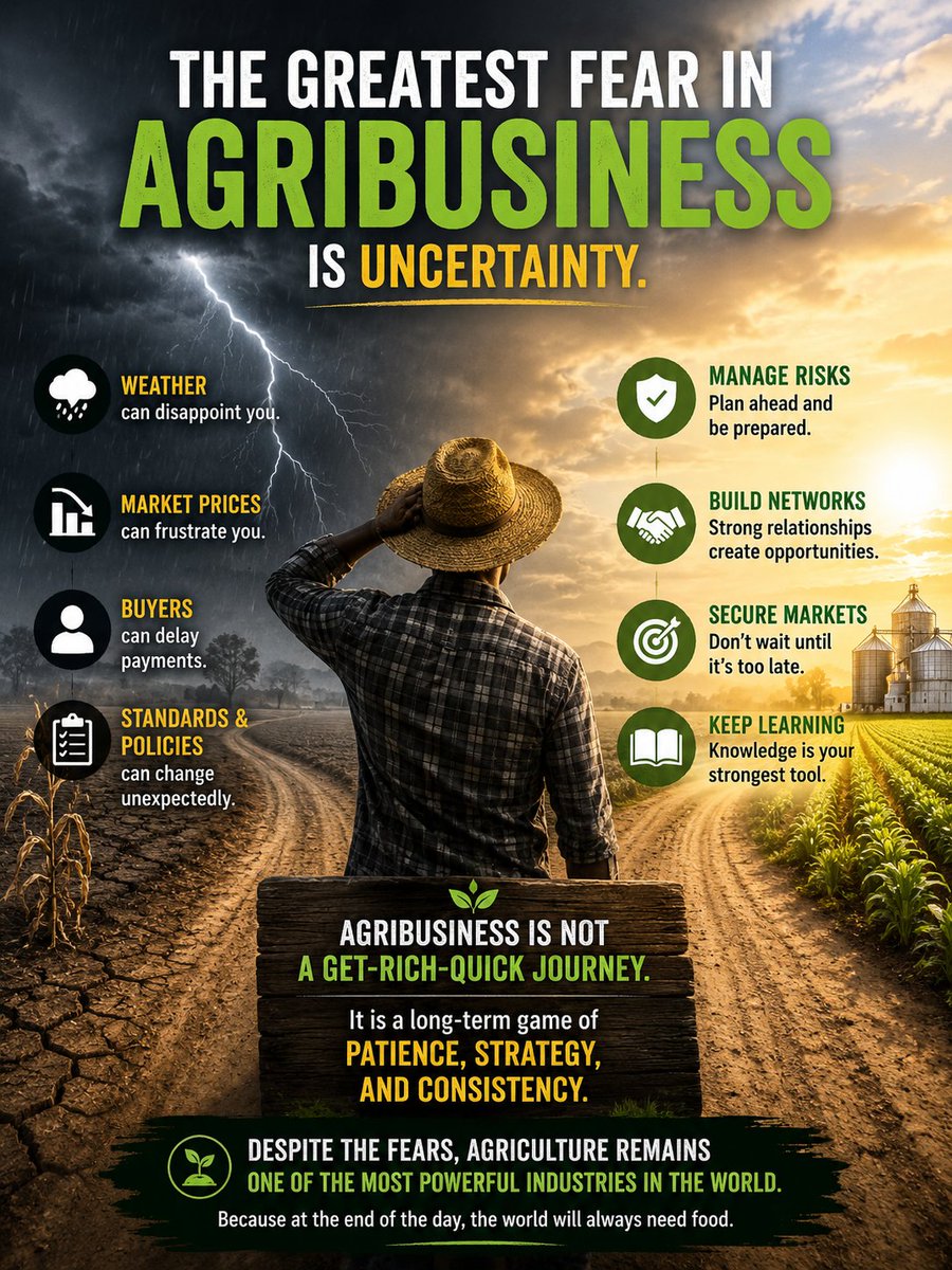 sir_ehjey's tweet photo. The greatest fear in agribusiness is uncertainty.

Weather changes, market volatility, poor logistics, and unstable prices can affect everything overnight. But those who succeed are the ones who stay consistent, adapt quickly, and keep learning despite the challenges. https://t.co/qBZdGwmpJa
