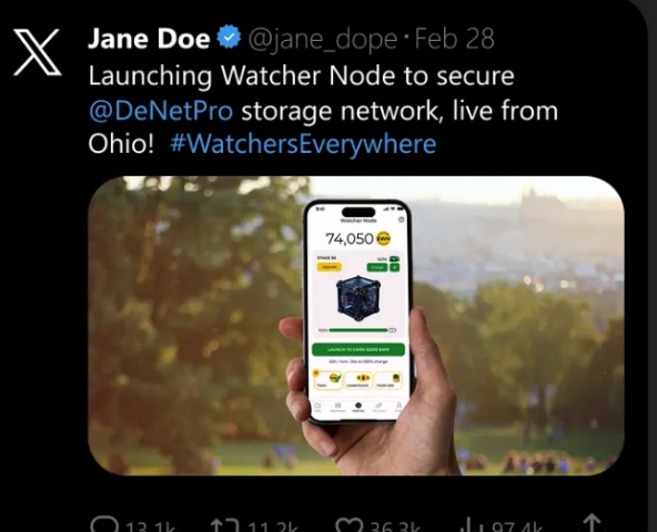lovetake125's tweet photo. DeNetPro from Pakistan 🇵🇰
Helping secure the decentralized storage network anywhere, anytime. 🚀
#WatchersEverywhere #DeNetPro” https://t.co/SM0O1IfKR8