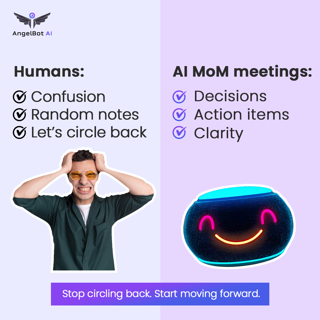 Angelbot_AI's tweet photo. “Let’s circle back” has probably delayed more work than anything else.

What if your meetings actually ended with clarity, not confusion?

🚀 From discussions to decisions, instantly
👉 https://t.co/ZCuz8dgAxi

#AI #Meetings #AirGappedEnvironment #Minutesofthemeetings https://t.co/BdScr82iJg