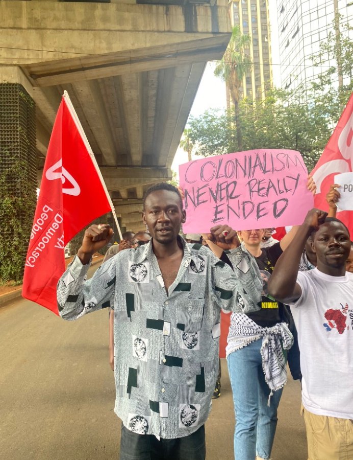 4tdayz_'s tweet photo. Joined fellow comrades on the streets to protest the expansion of French imperialism into East Africa, disguised as the #AfricaForward Summit.
#AfricaForward2026
#FranceOutOfAfrica https://t.co/a4Jhz4X26c
