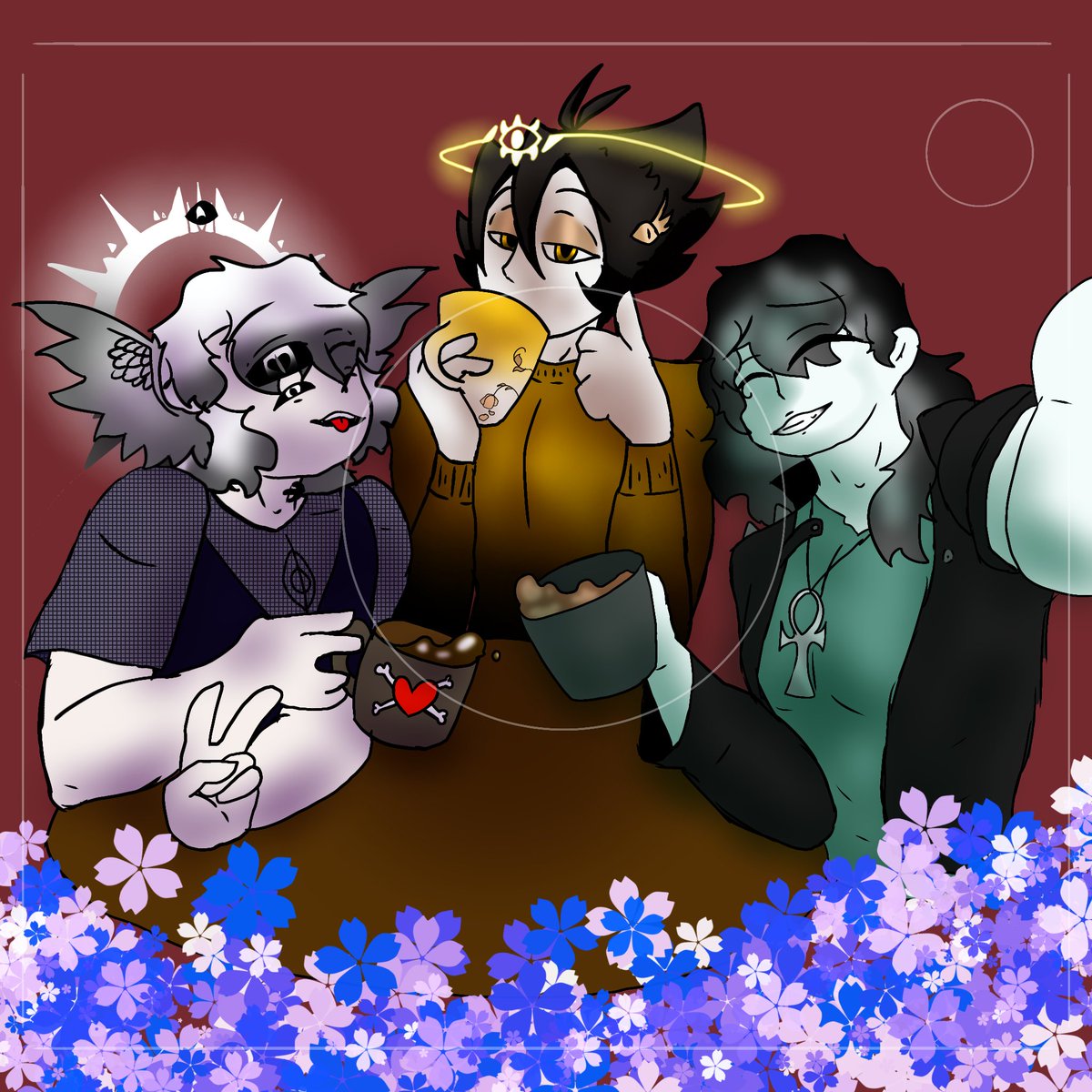 HSiren98's tweet photo. A Deathly Hangout x3
Characters:
- middle: Azrael (an existing fan character from the Hazbin Hotel Fandom)
- right: Death (From the comic, book (and netflix series), The Sandman)
- left: Vitumortus (my oc lol)
#Sandman #ocart #fanartㅤㅤㅤㅤ #myart https://t.co/dCsM3y4bQ6