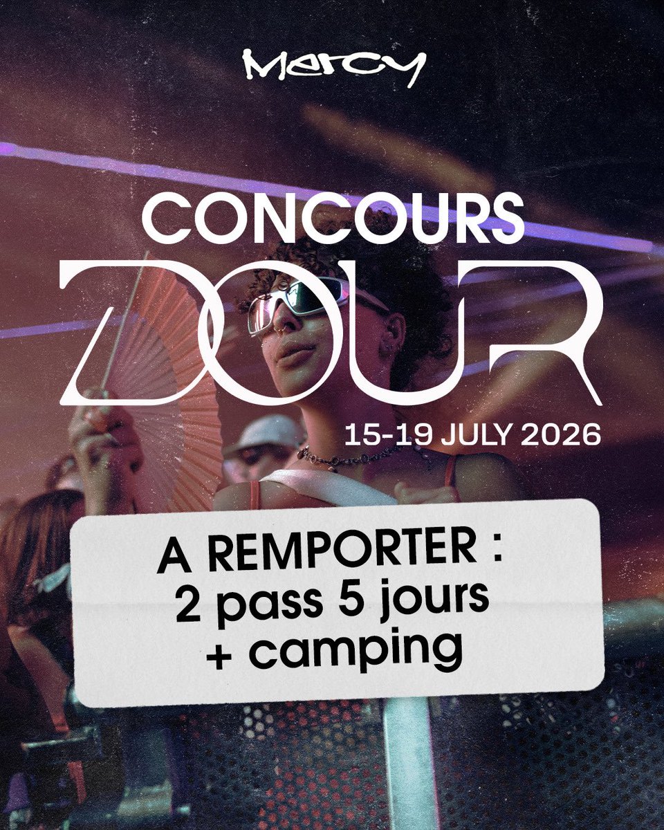 culturebymercy's tweet photo. 🚨CONCOURS DOUR FESTIVAL x CULTURE BY MERCY (INSTAGRAM)

Tente de remporter 2 pass 5 jours + camping au Dour Festival du 15 au 19 juillet 2026 :

#concours #festival #Dour #musique https://t.co/hrnqc08C17