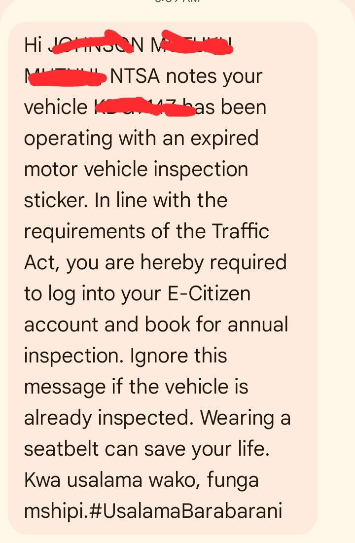 jnmuts's tweet photo. @ntsa_kenya these message are annoying, let your lazy IT team work to ONLY send messages to those who need the communication! https://t.co/T2J7ZKObTI