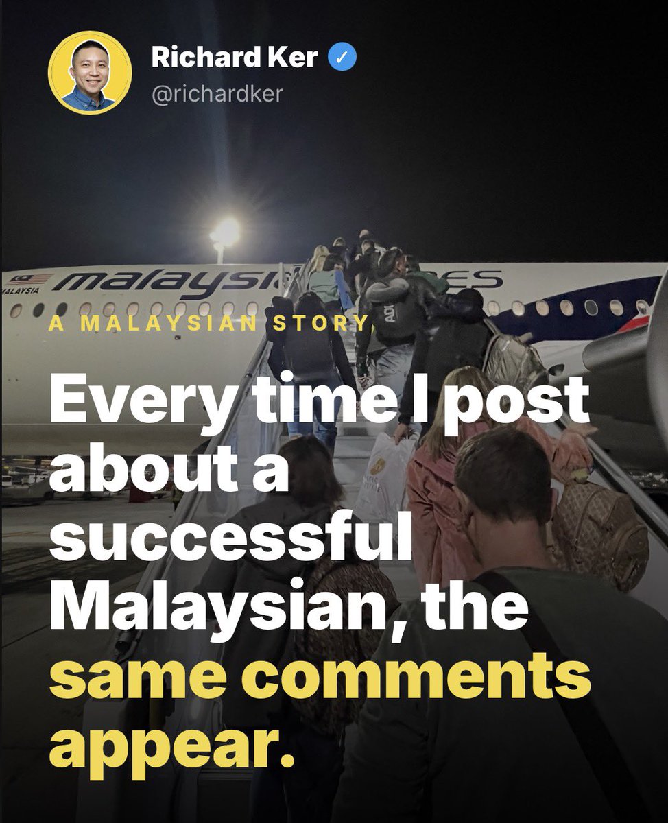 richardker's tweet photo. Nobody talks about the ones who stayed. Or came back. 

A few days ago I posted about Dr Swee Lay Thein’s story.

It went viral on Facebook, X, TikTok and LinkedIn.

And as always, the comments came. 

Brain drain. She is not really Malaysian anymore. The usual.

Those conversations are real and of course they matter.

But it is also a bit like walking up to someone who is overweight and saying, “you need to lose weight.”

They already know. They don’t really need to be reminded. 

There are a thousand reasons why things are the way they are and none of them are simple.

It is easy to look at things from one angle.

What nobody talks about are the ones who decided to stay. 

Who looked at everything, the bureaucracy, the politics, the limitations and still said… this is where I want to build something.

I talk to these people all the time. Government servants, GLC professionals, corporate people, NGO workers, entrepreneurs. 

They’re passionate. Not making noise about it.

Just showing up every day for this country despite how hard it sometimes feels. 

What Malaysia is today was built by those people and also by those who have left.

I know this because I lived and worked in China for ten years. And I chose to come back. 

Not because it was the easier path, but because I wanted to contribute something, however small, to this place.

And whenever I travel, people always tell me how much they admire Malaysia. 

The food, the culture, the people, the way different communities still exist together. 

It is not perfect. But it is ours.

This is not a national day message. 

It is just something I have wanted to say for a while and I think many of you would feel the same way.

To everyone who decided to stay and build, quietly or loudly, stay on that path. 

And those to who have left, you never know your calling. 

Have a great day. Feel free to share. Follow for more.