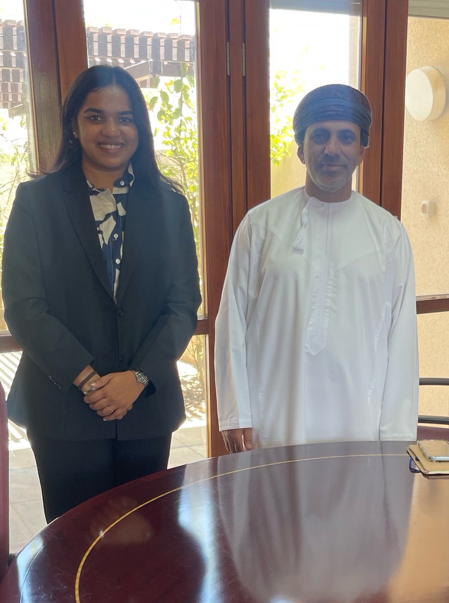 CEMBMarBio's tweet photo. It was a pleasure meeting Ms. Prachi Naik, Business Research Analyst at AGR Knowledge Service,India  for an insightful discussion on aquaculture and seaweed cultivation in Oman, with a focus on enhancing the fisheries sector’s contribution to the national GDP. https://t.co/QBLaGLbB20