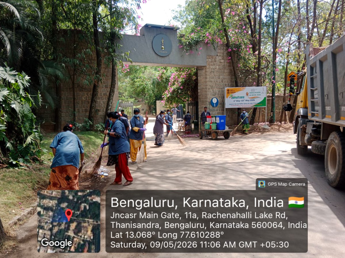 jncasr's tweet photo. As part of Swachhata Pakhawada (1–15 May 2026), JNCASR carried out a campus-wide cleaning drive on 8 &amp; 9 May 2026, reaffirming our collective commitment to a clean, green and sustainable environment. https://t.co/ZlxObkyJpB