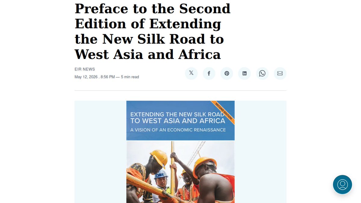 ZeppLaRouche's tweet photo. https://t.co/fFPMtEziWe
    The following preface to the 2026 second edition of Hussein Askary and Jason Ross’s report “Extending the New Silk Road to West Asia and Africa” was written in November 2025 by Li Xing, who serves as Yunshan Leading Scholar, Guangdong Institute for International Strategies, Director of the European Research Center, Guangdong University of Foreign Studies and as an Adjunct Professor at Aalborg University in Denmark.

    The report is available in English in paperback and kindle formats, and also in paperback in Chinese.

Extending the New Silk Road to West Asia and Africa: A Vision of an Economic Renaissance, co-authored by Hussein Askary and Jason Ross, is a wide-ranging and ambitious study of global politics and economics that seeks to rethink the path of development in the Global South. Originally published in 2017 as a special report by the Schiller Institute and comprehensively revised in its 2025–2026 edition, the report argues that lasting peace and stability in West Asia and Africa cannot be achieved through diplomacy or aid alone. True progress, the authors contend, must rest on a material-economic transformation driven by infrastructure, science, and industrialization. The Belt and Road Initiative (BRI), launched by China in 2013, is presented as the most inclusive framework for realizing such a grand transformation. At the same time, the authors urge Europe and the United States to abandon zero-sum geopolitical thinking and to participate as equal partners in building this new “win-win” paradigm.

The introduction situates the work within what President Xi Jinping has described as “a great change unseen in a century.” The authors believe that the world is undergoing a transition from a unipolar order characterized by financial speculation and conflict to a multipolar system based on real economic development. They identify two key forces driving this shift: the expansion of the BRICS mechanism into “BRICS Plus,” incorporating Egypt, Ethiopia, Iran, the UAE, and Indonesia; and the consolidation of the BRI, which by 2025 has attracted 152 participating countries. These developments, they argue, mark the emergence of a new model of multilateral cooperation centered on connectivity, industrial capacity, and mutual benefit. In contrast, the debt-ridden and deindustrialized transatlantic system, trapped in perpetual conflict, has lost its moral and economic authority to lead. The authors therefore call for a new global architecture for security and development—one that achieves East–West integration through shared growth rather than confrontation.

Askary and Ross emphasize that the special report serves as a methodological guide for creating a new economic order. Drawing on the “physical economy” theory of the late economist Lyndon LaRouche, they argue that genuine progress cannot be measured by financial gains alone but by the capacity to apply science and technology to enhance labor productivity and creative potential. Within this framework, infrastructure is not a market commodity but the physical platform upon which civilization rests. The authors criticize neoliberal dependence on private financing and public–private partnerships, asserting that nations must reclaim the sovereign power to create credit and direct it toward productive, long-term investment. Only by reconnecting economics with moral purpose—placing human creativity and dignity at its core—can the world break free from its current cycle of crisis.

A major portion of the report dismantles what the authors call the “myth of small and beautiful.” They criticize the ideology, promoted by Western economists such as E. F. Schumacher and institutionalized through aid agencies, that developing nations should limit themselves to “small projects” and “appropriate technologies.” They trace this doctrine to Cold War–era population control policies promoted by figures like Henry Kissinger, which sought to constrain industrialization in the Global South under the banner of sustainability. In their view, such ideas condemned entire continents to underdevelopment. By contrast, they argue that only large-scale, technology-intensive projects—such as dams, railways, nuclear power plants, and transcontinental water systems—can achieve the productivity leap necessary to eradicate poverty. Projects like the Grand Inga hydroelectric plants, the Transaqua water-transfer scheme, and the Pan-African high-speed rail network are presented as examples matching Africa’s true scale and aspirations.

The 2025 edition devotes much attention to Africa’s recent economic breakthroughs. Ethiopia’s industrial parks and the nearly completed 6,000-megawatt Grand Ethiopian Renaissance Dam demonstrate how infrastructure can drive industrialization. Egypt’s massive highway and high-speed rail systems, its new administrative capital, and Africa’s first major nuclear power plant at Dabaa provide another model of modernization. Tanzania’s Julius Nyerere Hydropower Project on the Rufiji River—built by Egyptian companies using Chinese technology—has doubled the nation’s energy capacity and symbolizes the rise of South–South cooperation independent of Western oversight. Collectively, these examples reveal an Africa no longer content to remain a supplier of raw materials but determined to build integrated value chains and manufacturing capacities in partnership with China and other BRICS nations.

In discussing West Asia, the authors describe the region as caught between two competing paradigms: the divisive logic of “divide and rule,” perpetuated by Western intervention and endless wars, and the cooperative vision of “unite and prosper” embodied in the BRI. They highlight the 2023 China-brokered rapprochement between Saudi Arabia and Iran, the China–Arab States Summit in Riyadh in 2022, and the growing number of renminbi-based trade, technology, and energy projects across the Gulf, as evidence that economic interdependence can succeed where political coercion fails. In contrast, Western initiatives such as the India–Middle East–Europe Corridor are portrayed as geopolitical maneuvers aimed at isolating China and obstructing regional integration.

The special report’s core analytical chapters propose a new approach to financing development. The authors call for establishing regional infrastructure banks in West Asia and Africa, supported by sovereign credit creation rather than private markets. Inspired by Alexander Hamilton’s national banking model and the 2019 China–Iraq “oil-for-reconstruction” agreement, they argue that resource-backed, long-term credit mechanisms are more sustainable. They reject the “debt-trap” narrative as a politically motivated myth and assert that properly structured financing fosters real productive capacity and self-sustaining growth.

The latter part of the report translates these ideas into sectoral strategies—continental railway integration linking ports, resource belts, and industrial zones; comprehensive water management through river-basin cooperation and the Transaqua corridor; universal electrification powered by nuclear energy; and agricultural modernization to turn Africa into a net food exporter. The authors even extend their vision into outer space, suggesting that participation in space technology and exploration can catalyze scientific education and innovation, representing the highest expression of human creativity.

Throughout the work runs a strong moral and philosophical undercurrent aimed at fostering dialogue and coexistence among civilizations. The authors argue that the BRI’s principle of “consultation, co-construction, and sharing” aligns with the ethical teachings of Judaism, Christianity, and Islam, and that the concept of “win-win cooperation,” although part of Confucian teaching, is not a Chinese invention but a universal moral ideal. They endorse the Schiller Institute’s proposal for “triangular cooperation,” encouraging the United States and Europe to work with China and Russia on development projects in third countries, thereby overcoming ideological divisions and reviving the humanist spirit of the Renaissance and the American Revolution.

In sum, Extending the New Silk Road to West Asia and Africa serves as both a grand blueprint and a moral declaration for a post-imperial world order. Its core message is that economic development is the most effective path to peace, and that infrastructure is the foundation of human progress. By linking the deserts of the Middle East and the savannas of Africa through railways, energy grids, and knowledge networks, the authors envision a future that transcends geography and ideology. While the work bears an idealistic tone and reflects the influence of LaRouchean economic thought, it nevertheless articulates an ambitious vision of intercontinental economic revival grounded in science, culture, and cooperation.

Placed within the growing body of BRI and Global South literature, this special report stands out for its intellectual ambition and unconventional analytical framework. Unlike most studies that assess the BRI through economic metrics, geopolitical competition, or debt sustainability, it advances a holistic “physical economy” perspective that measures real progress through productivity, technological advancement, and energy density rather than financial indicators. This approach redefines development as a fusion of science and moral purpose, emphasizing infrastructure as the physical foundation of civilization.