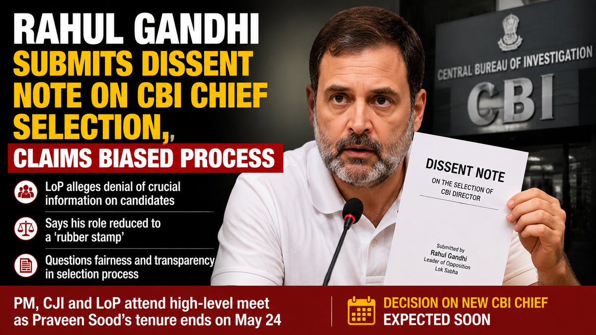 NRIPage's tweet photo. Rahul Gandhi Submits Dissent Note on CBI Chief Selection, Claims Biased Process
https://t.co/icUnWodXFR
 #PoliticalNews #nripage #rahulgandhi #cbichief #trustvote #dissentnote #cbidirector #politicalbias #modigovernment #selectionprocess #loksabhaleader https://t.co/2qjoeN20z1
