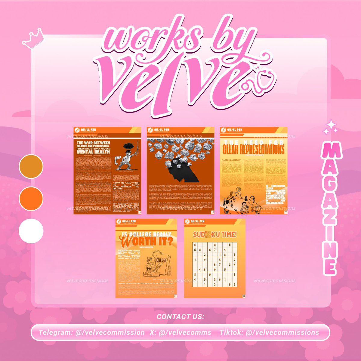 worksbyvelve's tweet photo. ⤷  #worksbyvelve. ' #velvesvouches 🌟MAGAZINE ! 

For ₱x, xxx, our client trusted us again with the continuation of their magazine! Thank you so much! For graphics, research, thesis, writeups, and others, kindly send a message! https://t.co/r5ohMXKNrJ