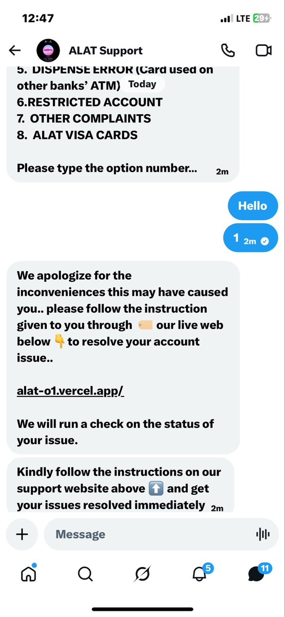 GhostProttocol1's tweet photo. Guys I almost got scammed right now Omoh….. Dear @wemabank this fake profile called @alatsupporrt is scamming your customers….. Because grok said this is a scam link and the profile and if well looks like a scam to me https://t.co/0OX69eBKkr