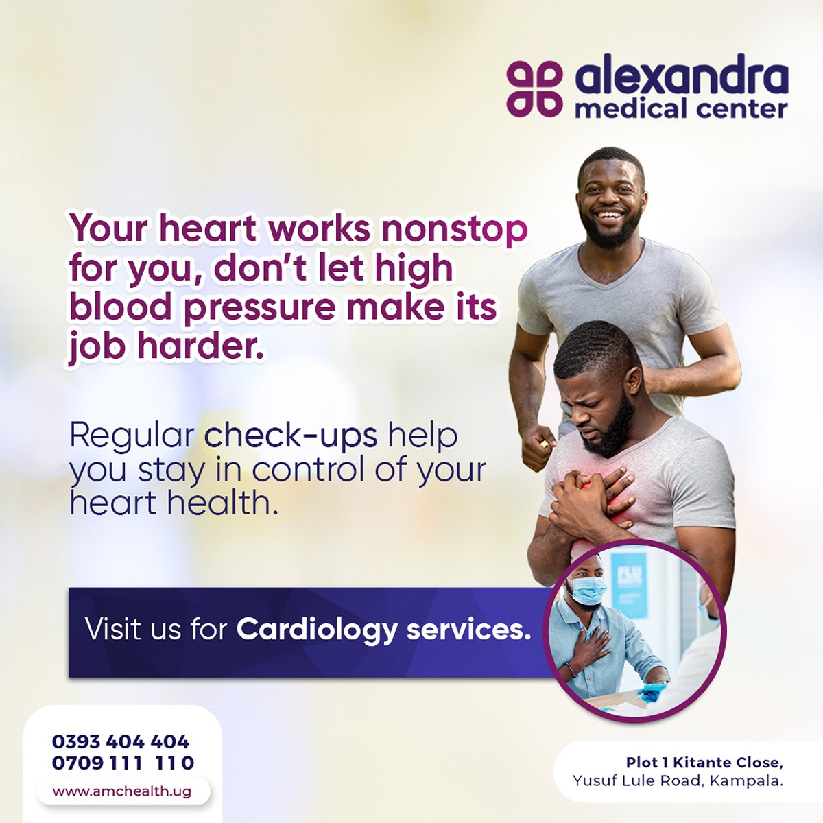 AMCHealthUG's tweet photo. High blood pressure often goes unnoticed, yet it puts constant strain on your heart and blood vessels over time. Left unchecked, it increases the risk of serious conditions like heart disease and stroke.
 
#KaCareKeeko #CardiolodyServices https://t.co/2VeaWaTknZ