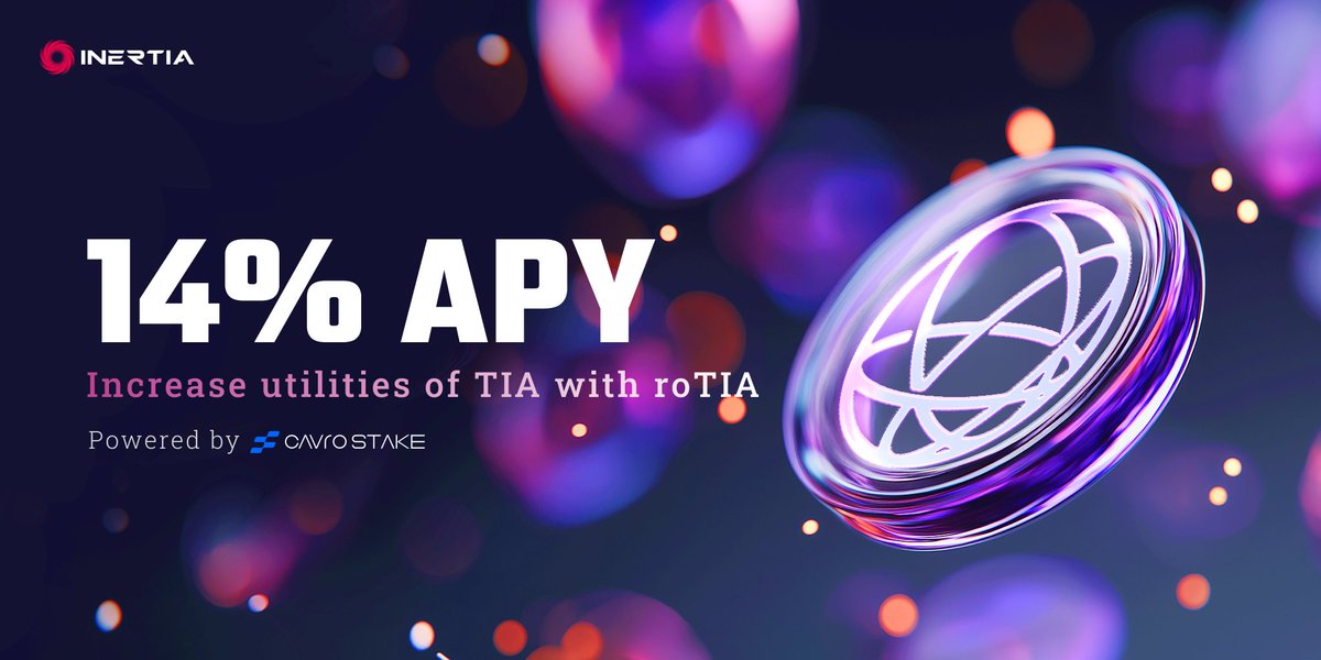 Inertia_fi's tweet photo. 📢ATTN : $TIA is up 10%+ today

But if you're just holding, you're still earning zero yield.
$roTIA on Inertia, powered by @CavroFinance : 14% APY 

That's not a bonus. That's the baseline.
A lot of people already made the move. Have you? https://t.co/FrcMYskJ7I