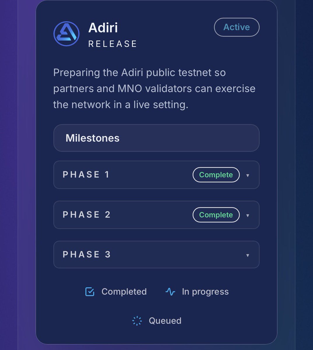 AngelofYHVH's tweet photo. Telcoin Network Roadmap Update

Adiri Testnet - Final Phase

Telcoin Network's Adiri testnet has launched as a stable network. 

This build – the final phase before mainnet – is ready for MNOs to onboard as validators and developers to build dApps.

For developer access and support, contactdevs@telcoin.org

telcoin:native