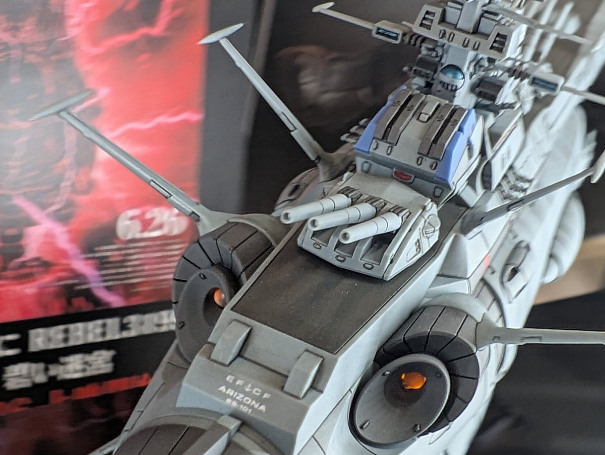 manpon's tweet photo. ヤマトよ永遠にREBEL3199より
アリゾナ級護衛戦艦アリゾナ
展示品
宇宙戦艦ヤマト好きなら気になると思う（自分はそう！笑）アングルコレクション
#静岡ホビーショー2026 https://t.co/aLGwcjATsK