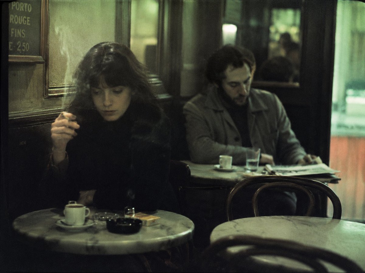 Grainy Paris Café Film Scene