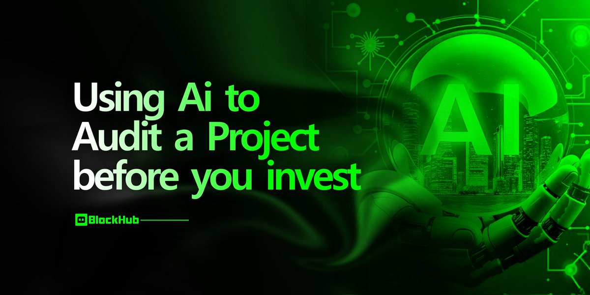 _blockhub's tweet photo. Imagine you're about to put money into something,

a Web3 project, a startup, whatever. 

And someone says "just use AI to audit it first."

Sounds smart. But what does that actually mean? 

Let's break it down like you're hearing it for the first time.

➠ What "auditing a project" even means

An audit, in plain terms, is just a deep check. 

You're asking: is this thing real, is it safe, and does it make sense?

Normally, people hire expensive firms to do this. 

Or they rely on gut feeling,
 
which honestly, gets people rekt all the time.

AI changes that. 

You can now run a pretty solid pre-investment check yourself, for free, in under an hour.

What AI can actually help you investigate