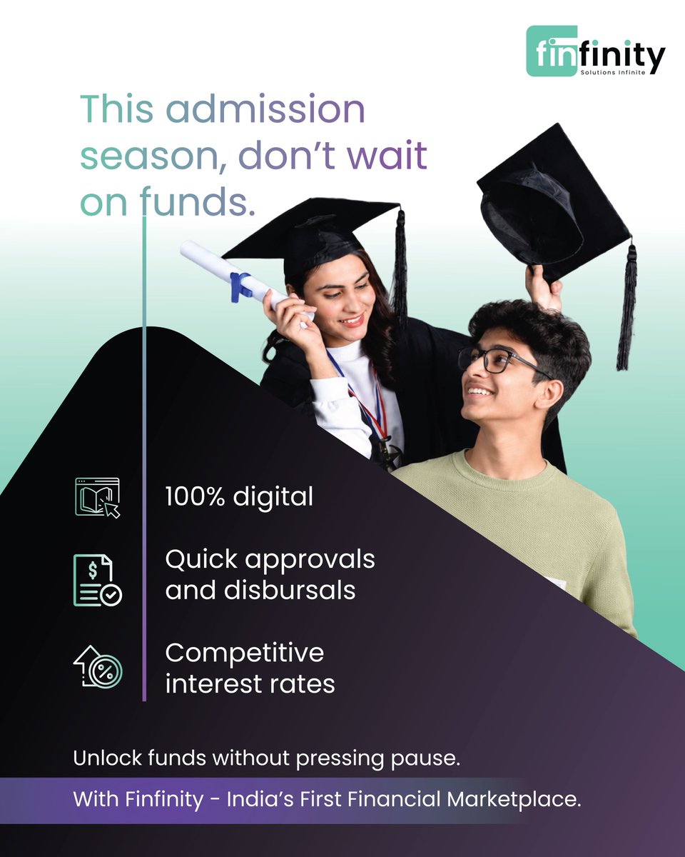 finfinity_sgpl's tweet photo. Admission season is here. Don’t slow down now.

Fast, hassle-free education loans for India &amp; abroad.
Stay on track. Apply now.

#Finfinity #EducationLoan #AdmissionSeason #StudentFinance https://t.co/K3WLUpWgha