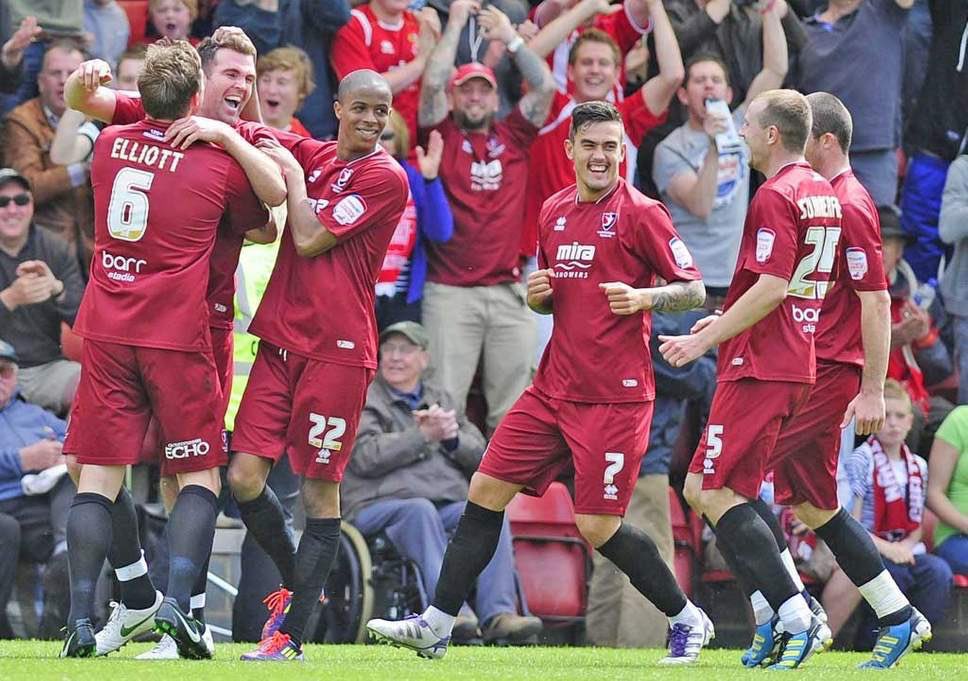 rvc86's tweet photo. ON THIS DAY - Goals by @MGlashan17 &amp; @benkburgess saw Cheltenham Town take one step towards an appearance at Wembley after beating Torquay 2-0 in the first leg of the L2 playoff semi final. #ctfc https://t.co/YeGCsXBZ4o