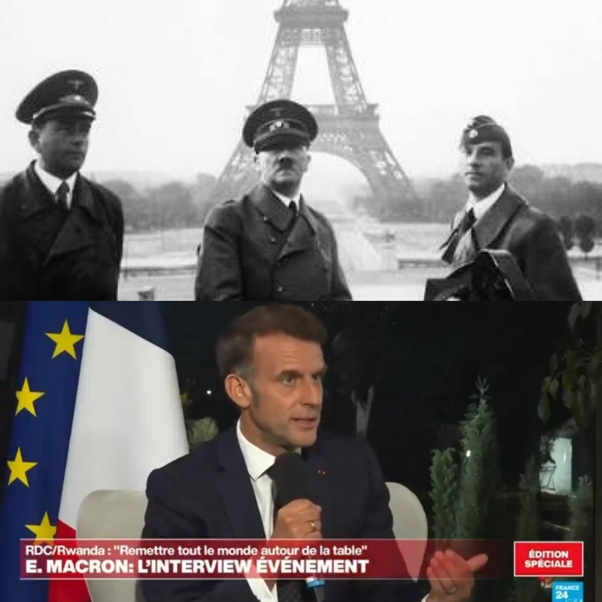 africans816671's tweet photo. What Emmanuel Macron is forgetting is that France 🇫🇷 was defeated by Germany 🇩🇪 under Hitler’s regime.
Did France ever sit down and negotiate away part of its own territory? No.
So he should be the last person lecturing Congo 🇨🇩 about “dialogue” with Rwanda 🇷🇼. Paul Kagame deserves stronger sanctions for violating the territorial integrity of a sovereign nation the same Congo 🇨🇩 that France once called the heart of the French-speaking world.