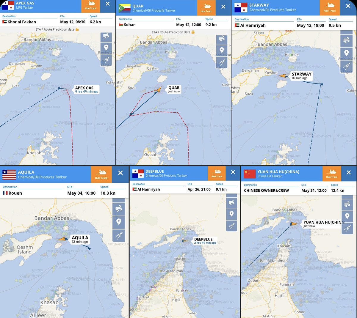 Designated Routes Iran Controls the Strait of Hormuz 🇨🇳🇮🇷 6 Chinese-Linked Tankers ...