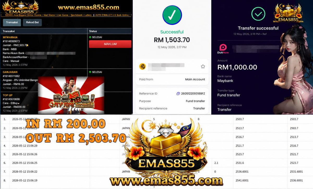 emas855cs's tweet photo. RM200 masuk, RM2,503.70 keluar. 🔥💸

Bukti kemenangan member di https://t.co/XbAaqVXWZq 🏆
Deposit kecil, hasil luar biasa.
⚡ Fast deposit &amp; withdrawal
🎁 Bonus harian
🎰 Slot panas sedang bayar
Daftar sekarang dan cuba nasib anda!
 https://t.co/XbAaqVXWZq

#EMAS855 #WinProof https://t.co/uGCSNCYZ7e