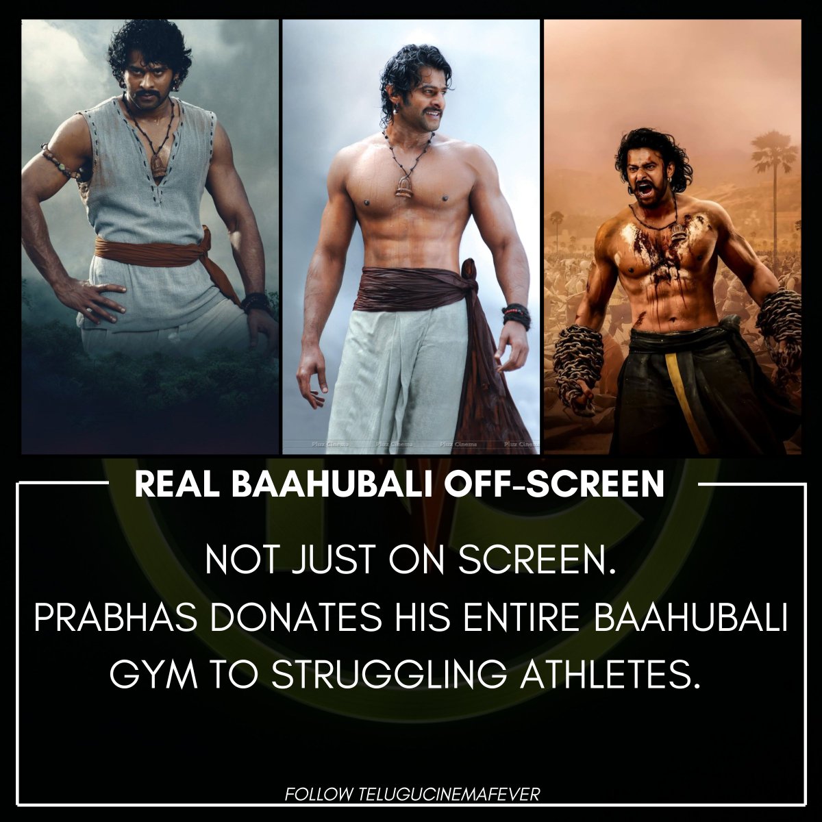 telugucinemafvr's tweet photo. Did you know? ❤️
#Prabhas donated all his high-end gym equipment used during his 5-YEAR transformation for #Baahubali to aspiring athletes & bodybuilders! 👍
After dedicating half a decade to building that legendary physique, Prabhas didn’t just keep or sell the expensive international-standard setup… he gave it all away to a local organisation that supports talented youngsters who can’t afford world-class training facilities.

This is the real Baahubali off-screen. 

No cameras, no PR, no announcements, just pure humility and generosity from one of Indian cinema’s biggest superstars. 

Stories like this are why millions admire Prabhas not just as an actor, but as a person. 

Respect 🙌

#Rebelstar