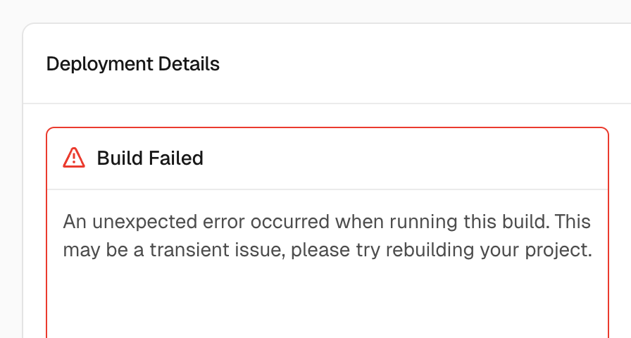 goteap's tweet photo. Hey @vercel @rauchg @andrewqu 
All deploys are failing with unexpected error and seems to be an internal problem at Vercel. Nothing on the status page, ticket open with no reply. Any chance someone can take a look? https://t.co/wXJfh2BYon