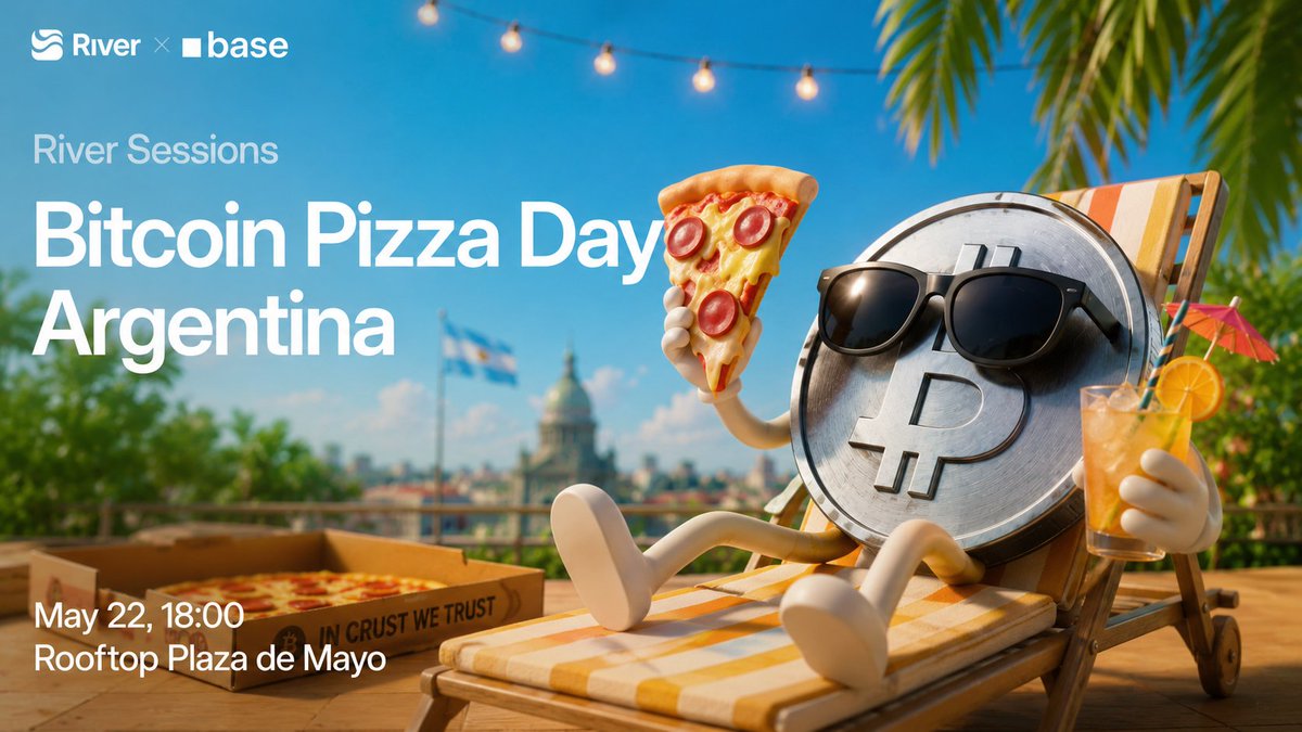 _deich_ich's tweet photo. Bitcoin Pizza Day!
It’s wonderful to see companies like @River and @Base bringing the community together not only online but also in real life. On May 22 at 6:00 p.m. at Plaza de Mayo in Buenos Aires, we’ll see crypto enthusiasts from all over the world come together. https://t.co/afVWHtoiIp