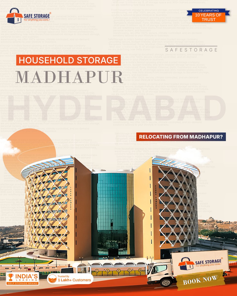 SafeStorage_In's tweet photo. Relocating from Miyapur or Madhapur, Hyderabad?

Store your household goods safely with SafeStorage!
✅ Secure Storage
✅ Flexible Plans
✅ Pickup &amp; Delivery
✅ Trusted by 1 Lakh+ Customers

Make your move stress-free today!

@SafeStorage_In @X #miyapur #madhapur #hyderabad https://t.co/Md1geyiD2m