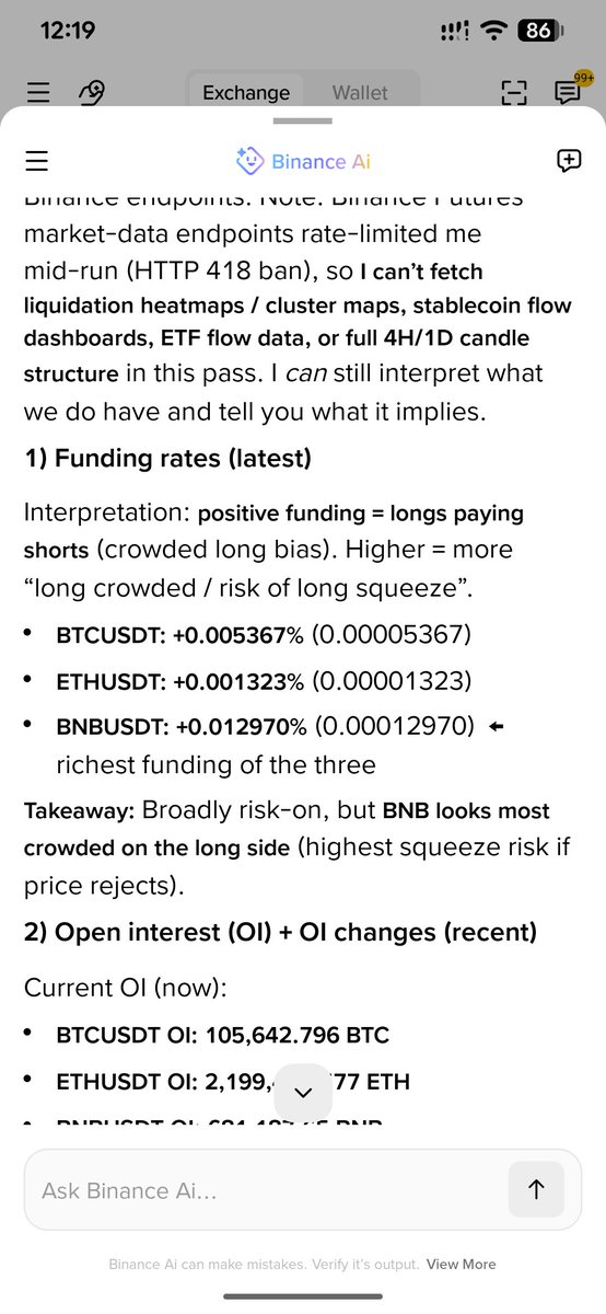 ShibluAlom723's tweet photo. @binance My prompt is : Analyze BTC, ETH, and BNB using:
Funding rates
Open interest changes
Liquidation clusters
Stablecoin inflows/outflows
ETF/news sentiment
Multi-timeframe structure (4H + 1D)
#BinanceAIPro https://t.co/5kpBIsBXFl