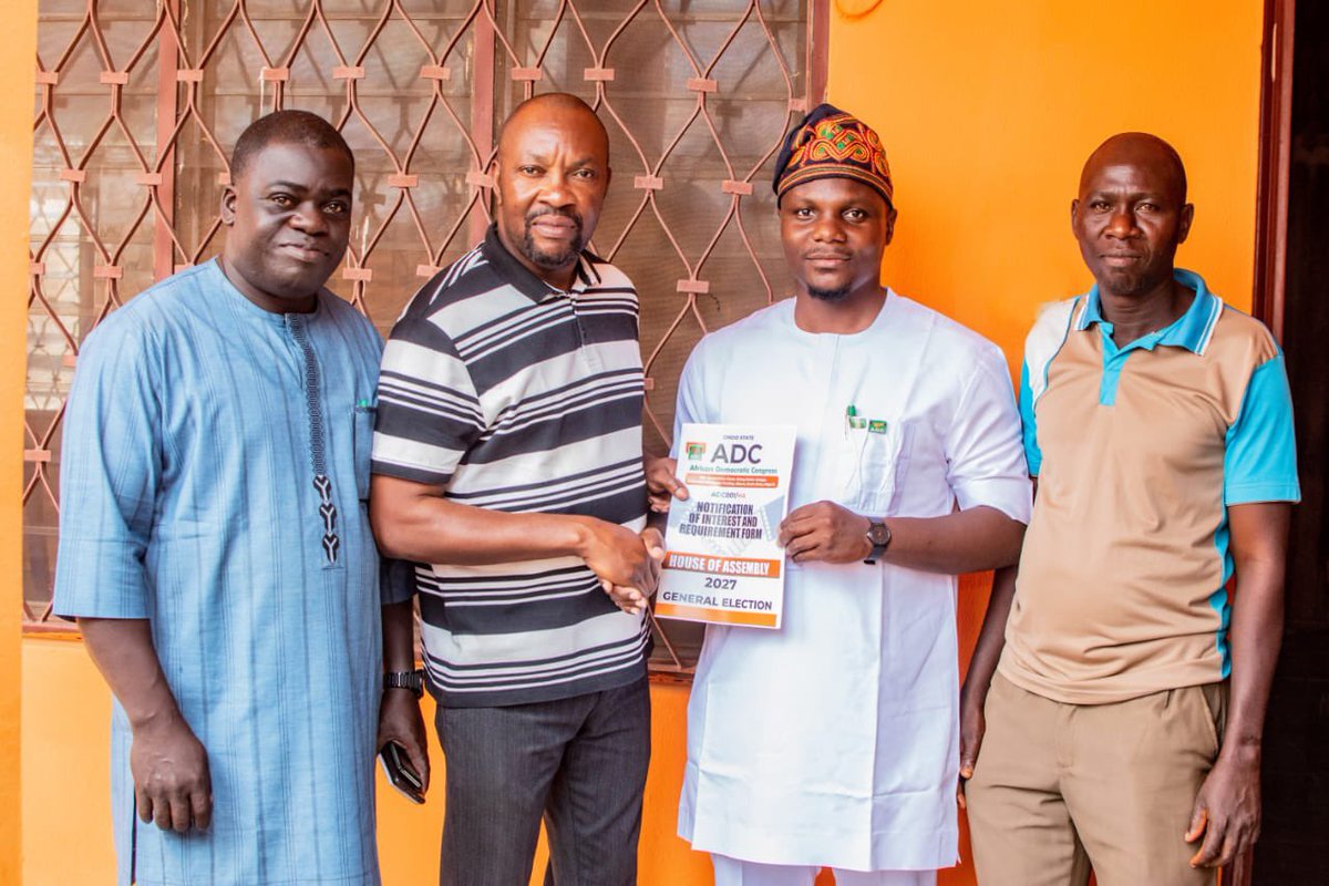 BolanleCole's tweet photo. *ENGR. TEMILOLUWA OLUWALADE (E.T.O) TAKES BOLD STEP TO REPRESENT AKURE NORTH AT ONDO STATE HOUSE OF ASSEMBLY*

Engr. Temiloluwa Oluwalade (E.T.O), a frontline aspirant for the Ondo State House of Assembly representing Akure North Constituency, has officially formalised his ambition by obtaining his Expression of Interest Form at the African Democratic Congress (ADC) Party Secretariat in Akure.

The development marks a significant step in his journey towards offering purposeful and people-oriented representation for the good people of Akure North Constituency. His decision to officially join the race has continued to attract attention among youths, stakeholders, and party faithful across the constituency.

Following the collection of his nomination form, Engr. Oluwalade reiterated his commitment to grassroots development, youth empowerment, quality representation, and inclusive governance. He stated that his aspiration is driven by the desire to give the people of Akure North a stronger voice and ensure that their concerns are adequately represented at the Ondo State House of Assembly.

E.T.O also appreciated leaders and members of the African Democratic Congress (ADC) for their encouragement and support, assuring the party of his readiness to contribute positively towards strengthening the party’s structure and democratic ideals within the state.

Known for his active engagement in community development, educational support, and youth-related initiatives, Engr. Temiloluwa Oluwalade continues to position himself as a vibrant and accessible leader committed to the growth and progress of Akure North Constituency.