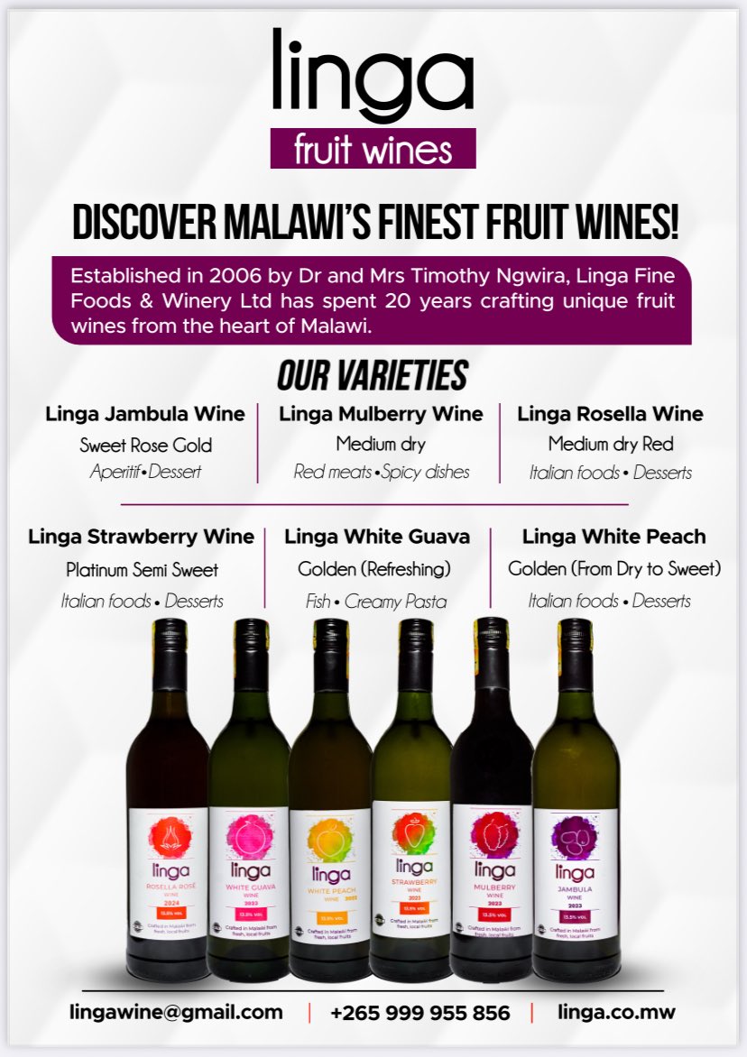 LingaWine's tweet photo. Full range of delicious Linga Fruit Wines being delivered to Focus Area 10 tomorrow. Enjoy. #Malawi #fruitwine #Lilongwe #fromhome https://t.co/2HyikWutnz