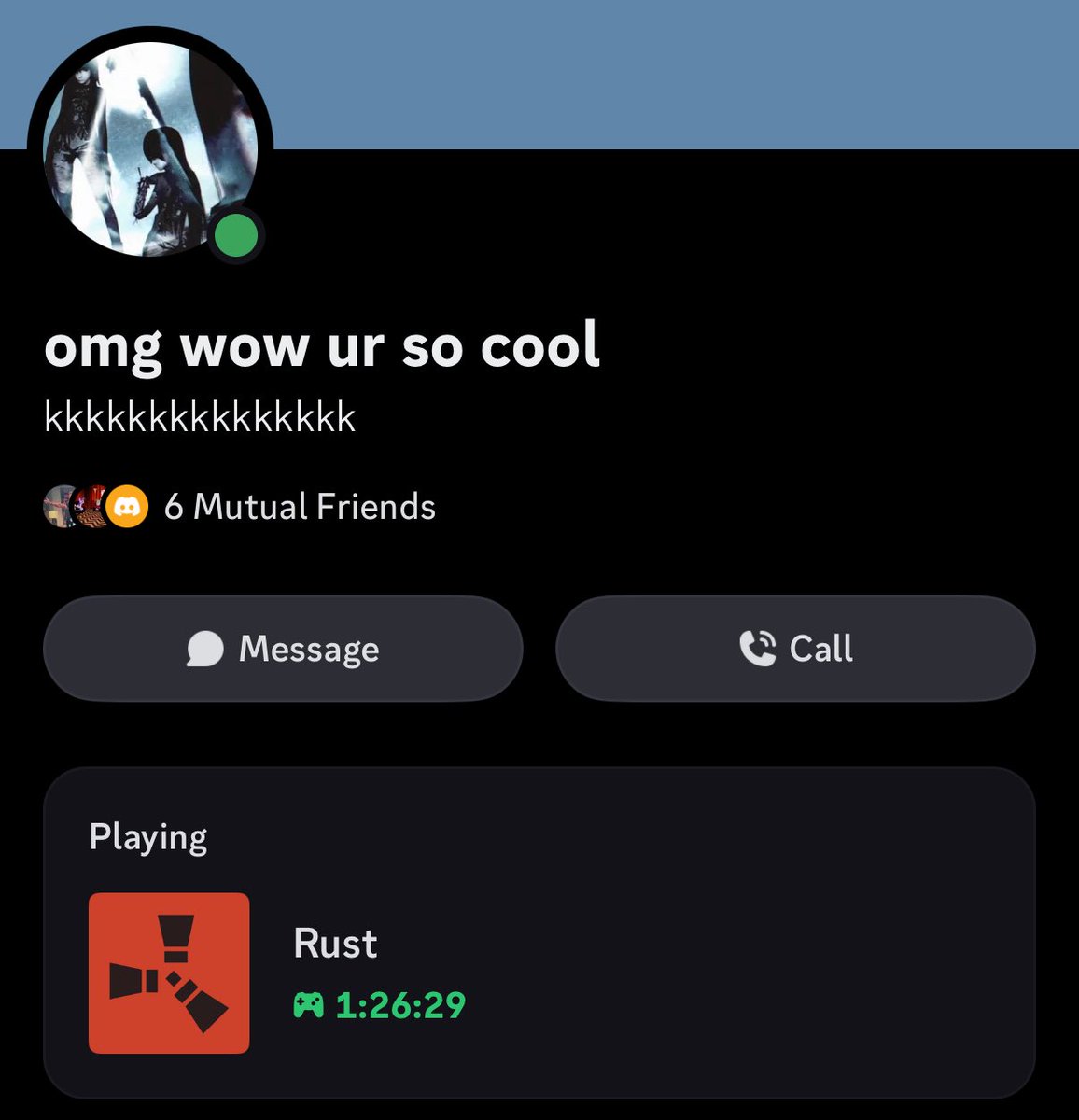 popcorngrape's tweet photo. thought about rust then realized i’m permanently banned off every server i like so now my life is significantly worse than it already is, but then i seen this, this puts a smile on my face.

throwback to eu long 3 with my orbital vsat and “osu” open i’ll always cherish that wipe. https://t.co/JWyCZQxuWf