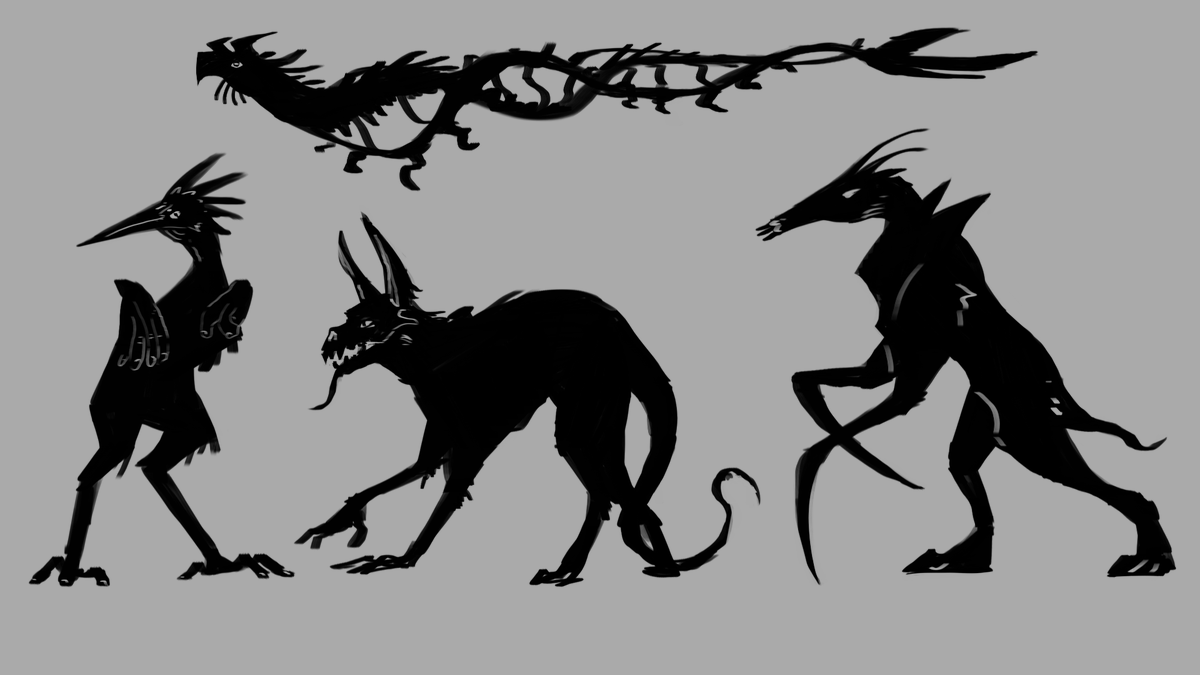 Inkoni72's tweet photo. Silhouettes of creatures, sketch. #creaturesketches https://t.co/5zR8IEhfnC