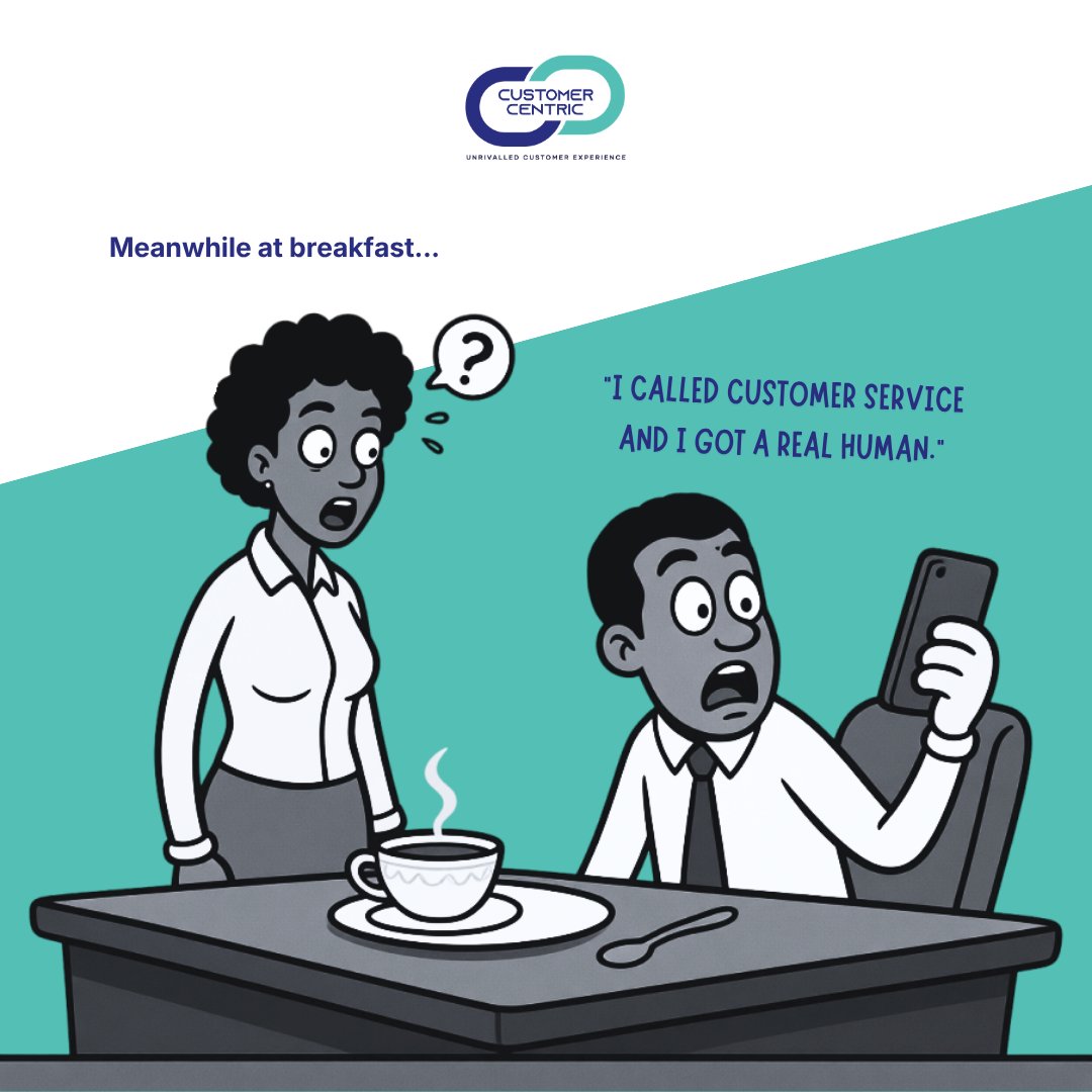 CentricKenya's tweet photo. More are automating customer services and as efficient as that may be, it should not be about replacing people but knowing when people are needed.
Don't let tech be a reason you lose a client. ☕️📱 https://t.co/1015YVeEI0